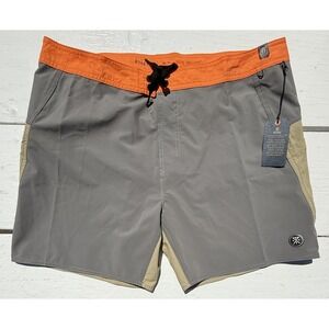 ROARK Boatman 17" Beige Gray Board Shorts Swim Trunks - Men's Size 40 - NWT